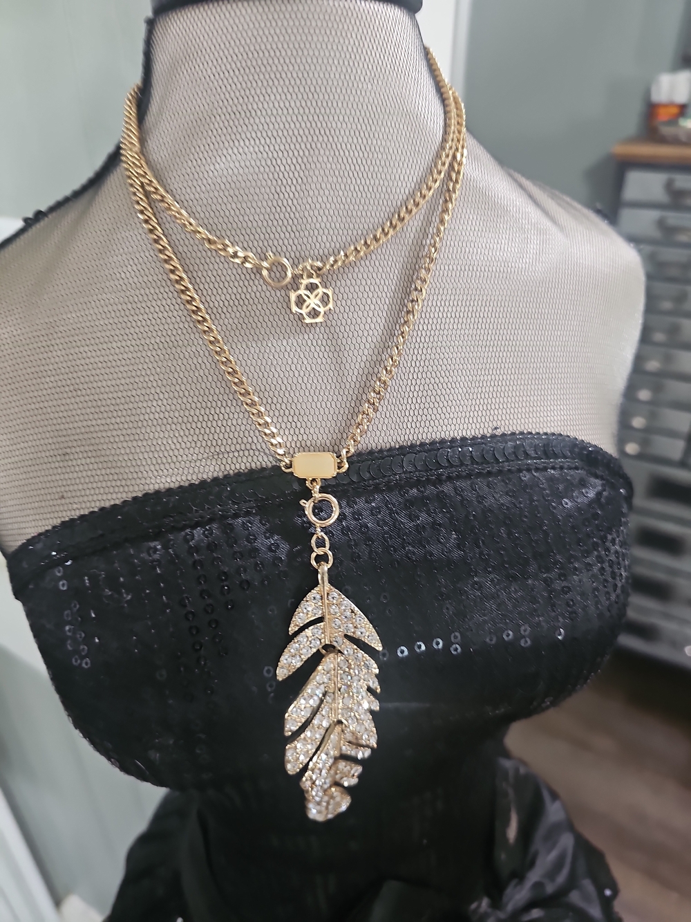 Gold Layered Feather Pendant Necklace - Women Jewelry
